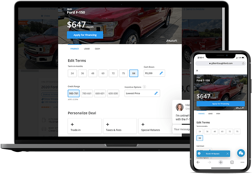 Laptop and phone using Gilbert & Baugh Ford, Inc. site